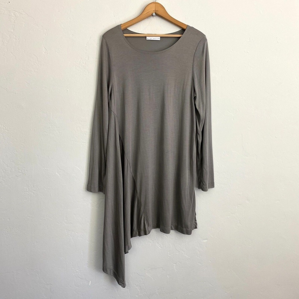 Bryn Walker Tunic Top Women Size Medium Gray Modal Asymmetrical Hem